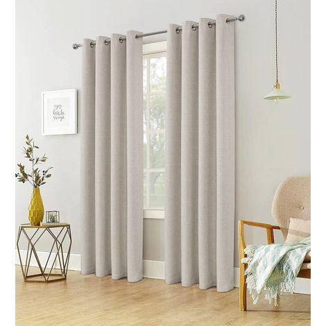 Faux Linen Thermal Insulated Blackout Curtain, Double Curtains Living Room Modern with Eyelets, Soft Wrinkle Resistant Fabric Good Dyed, Natural, 114 x 213 cm, Set of 2 (1/5)