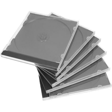 Boîtier CD en Plastique Noir Carré Lot de 6 Pièces Format Transparent, Portable et Numérotable, Rangement CD Dvd, Boîte de Rangement pour Disques (1/5)