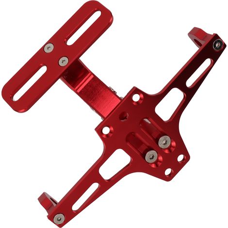 Support Plaque Moto CNC Aluminium Universel Réglable Support Plaque d'Immatriculation Moto Rouge (1/5)
