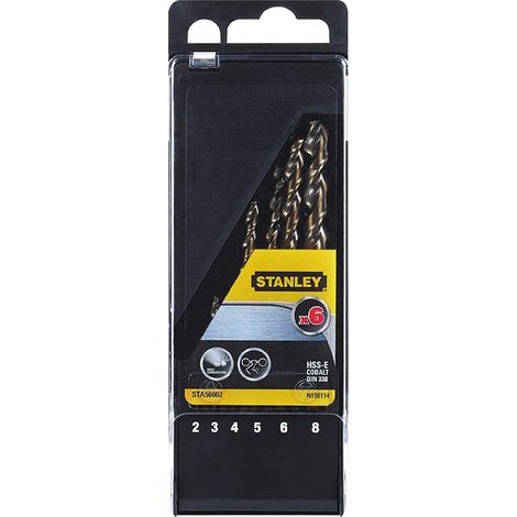 PUNTA PER METALLO HSS-E COBALTO IN SET set 6 pz (da mm 2 a 8) - STANLEY