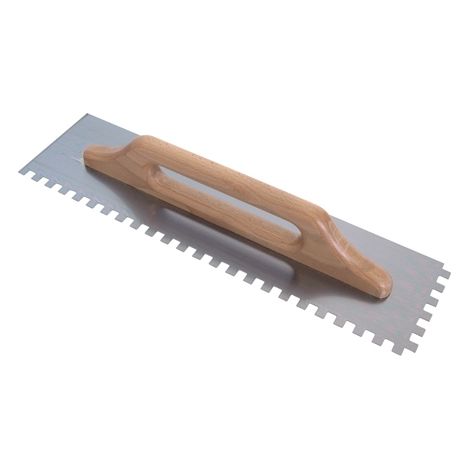 Spatola dentata 48x13 cm con impugnatura in legno cerato 12x12 mm