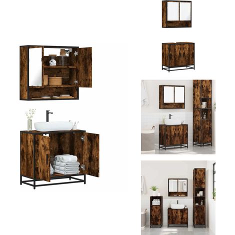 2-tlg. Badmöbel-Set Räuchereiche Holzwerkstoff - Badmöbel Set - Badmöbel Sets - Badezimmermöbel-Set - Badezimmerschrank (1/5)