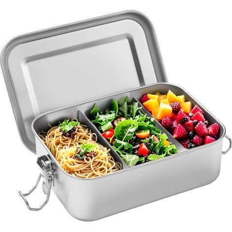 850 ml Stainless Steel Bento Box, Lunch Box with 2 Removable Compartments, Leak-Proof, Durable and Eco-Friendly Bento Box for Children and Adults (1/5)