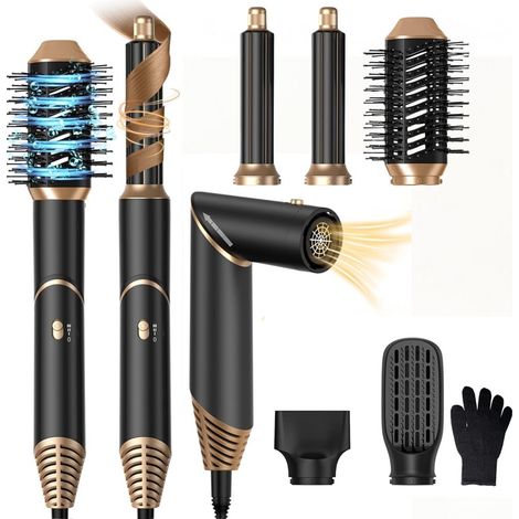 TrAdE Shop Traesio - Air Styler 5in1 Spazzola Capelli Ad Aria Calda Asciugacapelli Liscio Onde Ricci Multifunzione - (1/5)