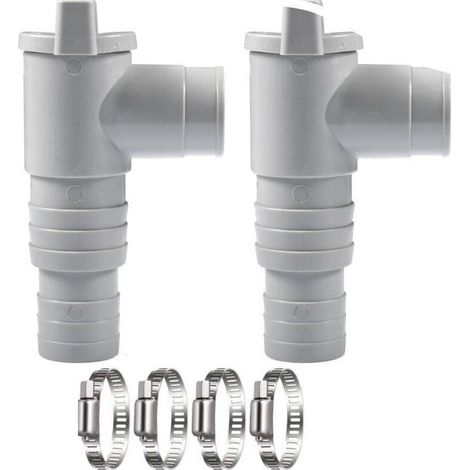 SABIR Vanne d'arrêt de piscine 2 pièces, vanne d'arrêt 32 mm, robinet de piscine 32 mm avec 4 colliers de serrage, pièces de piscine à piston, accessoires d'entretien de piscine (1/4)