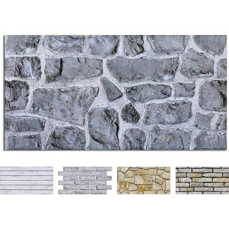Panneaux Muraux 3D Adhesif Pierre, Gris, 12 Pièces, Dalle PVC Adhesive Murale, Papier Peint 3D, Revêtement Mural 3D, 58 x 30 CM, Pour Salon, Chambre, Cuisine et Décoration Intérieure Texture 3D réali (1/5)
