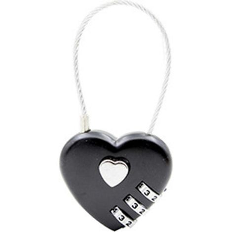 Cadenas à combinaison étanche et réinitialisable en alliage de zinc en forme de cœur, cadenas à code pour sac à dos QinHai (1/5)