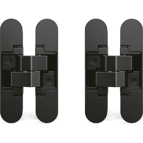 Charnière invisible pour portes,Lot de 2 charnières invisibles pour portes lourdes,charge de 40 kg,ouverture de 180º,zamak,noir (1/4)