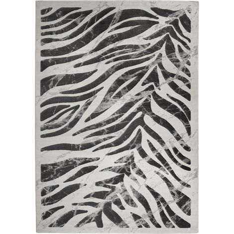 Tapis moderne rectangulaire motif zèbre gris noir Double GRI006 (1/3)