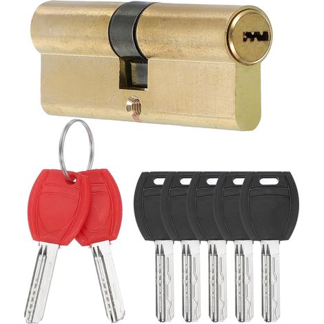 Cerradura de cilindro, cilindro extraíble 42.5/42.5 (85mm) 8 botones acabado latón de alta seguridad, anti-pico, anti-taladro, anti-golpe, anti-ofensa, puerta de patio exterior/entrada