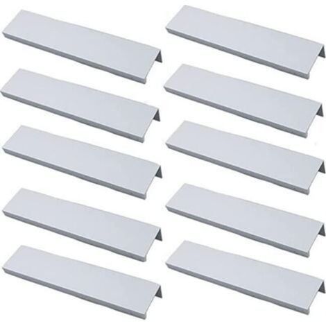 (Blanc)Lot de 10 Poignée Dorée Poignée de Meuble Dorée - Poignée Invisible Poignee de Meuble Cuisine Dorée Poignée Meuble Dorée en Alliage d'Aluminium Entraxe 160mm (1/5)