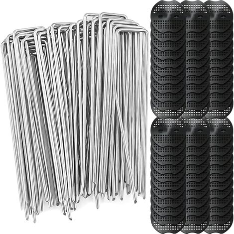 60 Pièces Agrafes Paillage avec 60 Rondelles,Piquet Fixation Geotextile,Crochet Bache Jardin,Agrafe Geotextile,Agrafes pour Toile de Paillage,Piquet Ancrag,Piquets de Jardin (1/5)