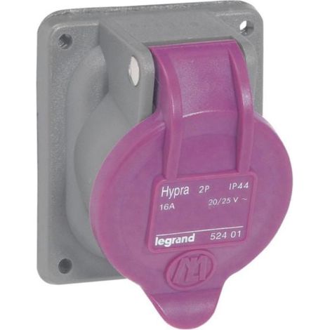 Prise de courant fixe 2P Hypra IP44 TBT 16A - 20V à 25V - plastique - LEGRAND