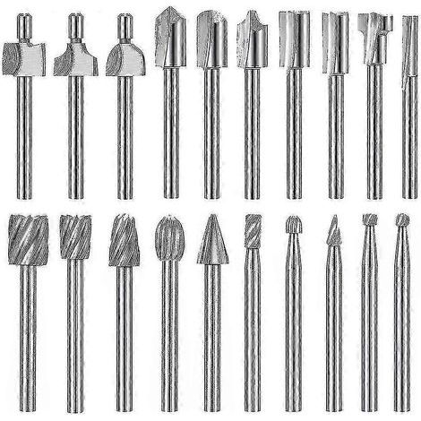 Ensemble de 20 fraises HSS pour Dremel Proxxon, pour la sculpture sur bois, la gravure et le fraisage, queue de 3,175 mm (1/8") (1/5)