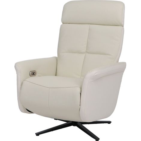 [NEUWERTIG] Relaxsessel HHG-798, TV-Sessel Liegesessel, Liegefunktion drehbar, elektrisch verstellbar Voll-Leder creme-weiß