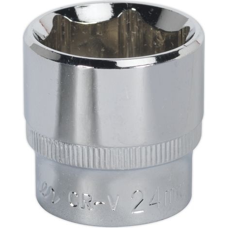 Sealey SP3824 Premier Fully Polished Socket 3/8""Sq Drive 24mm