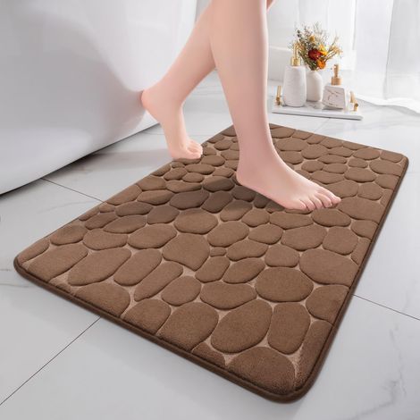Badematte aus Memory-Schaum — Saugfähige Duschmatte — Badematte — Dekorative Fußmatte — Rutschfest — Geeignet für Bad und Wohnzimmer — 40 x 50 cm — Kaffeebraun (1/5)