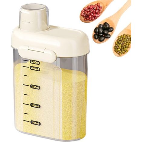 Boîte à farine, récipient de rangement, 27,7 cm (10,91 pouces), distributeur compact et hermétique, pour sucre, céréales, en-cas, ingrédients de pâtisserie, réfrigérateur (1/5)