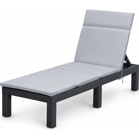 Chaise longue de jardin Miami - En plastique - Anthracite/gris - 187 x 60 x 29 cm - Charge maximale : 120 kg - Résistant aux intempéries et facile d'entretien (1/5)