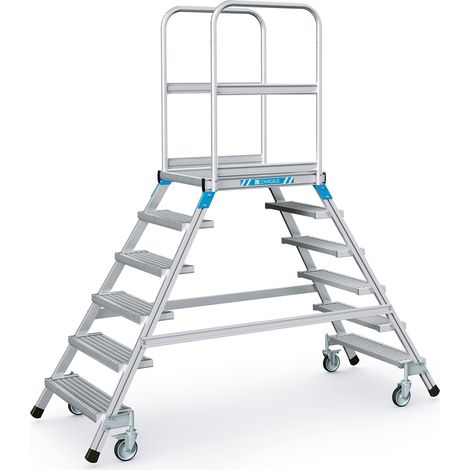 ZARGES Podesttreppe beidseitig 6 Stufen/Gitter (1/4)