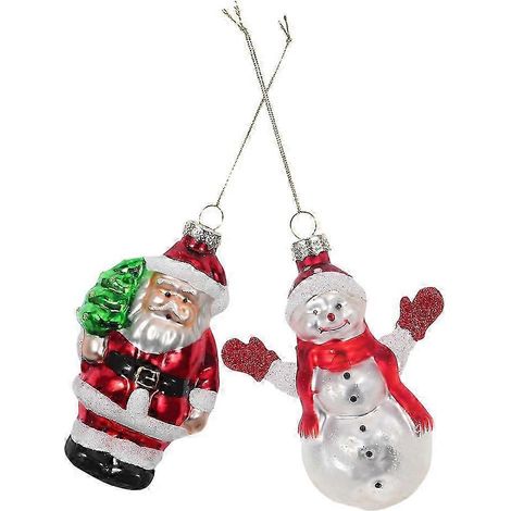 Boules de Noël en verre, ornements pour sapin de Noël, couleurs assorties, lot de 2. (1/5)