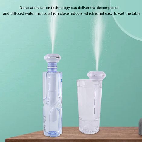 Ce mini humidificateur universel à spray/humidificateur parapluie/humidificateur de voyage USB pratique et créatif pour bouteille d'eau minérale est disponible en stock. (1/5)