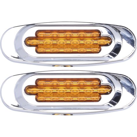 Feu arrière LED 16 diodes avec contour chromé, marqueur latéral extérieur auto pour voiture camion pickup 12V/24V, lentille jaune (1/5)