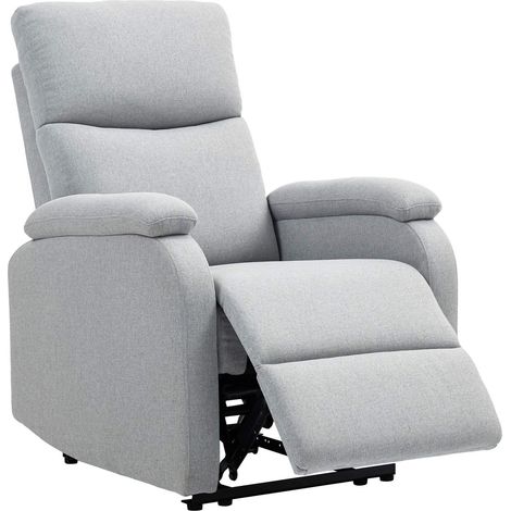 Relaxsessel, Fernsehsessel mit Liegefunktion, Gepolstert TV-Sessel mit Leinenoptik, Liegesessel mit Taschenfederkern, Ruhesessel bis 150 kg belastbar für Wohnzimmer, Grau Aosom