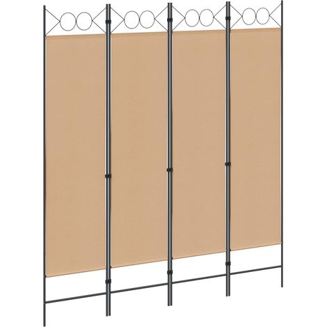 vidaXL Paravento a 4 Pannelli Beige 160 x 180 cm Tessuto