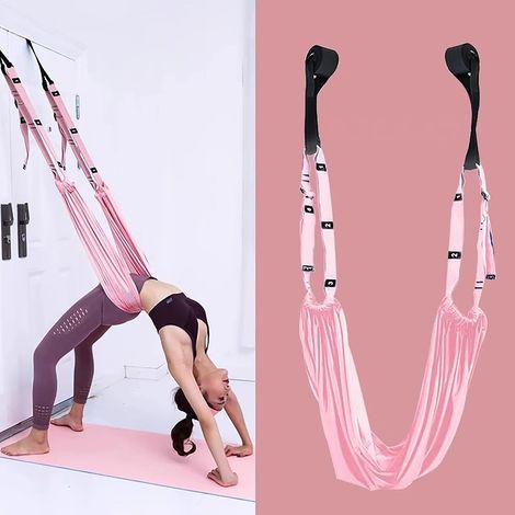 Hamac Sangle Yoga Pilates Accessoires - Rose, 1 Pièce, Trapèze leg Strap Stretcher Stretching, Exercice D'étirement Inversé pour la Danse Classique Gymnastique Flexibilityt Training (1/5)