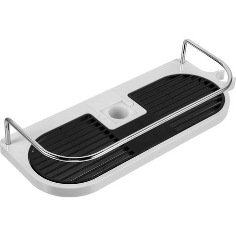 Support Perçage avec Étagère de Rangement Ajustable pour Barre de Accessoire Salle de Bain pour Organiser Shampooing et Gel (1/5)