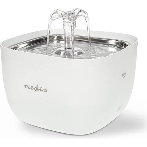 Fontaine à eau pour chat et petit chien 2L – Écoulement continu – Filtre à eau inclus – Fonctionnement silencieux 40 dB – Entretien facile – Nedis