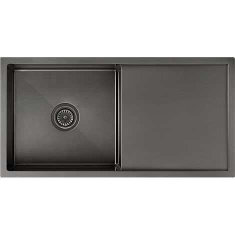 Lavello da cucina singolo 880 mm - gunmetal spazzolato - Limba (1/2)