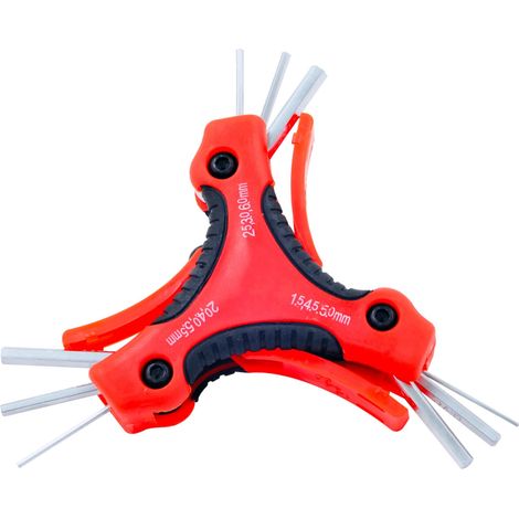 Rolson 40350 - Astuccio triangolare con chiavi a brugola ripiegabili, 9 pezzi