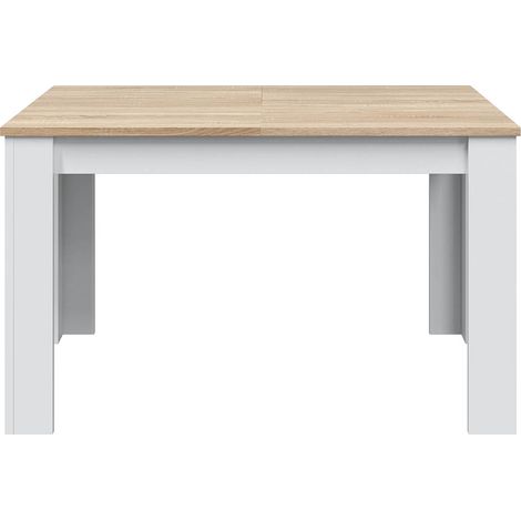 Table a manger Extensible en chêne canadian et blanc Artik - Hauteur 78 x Longueur 140-190 x Largeur 90 cm