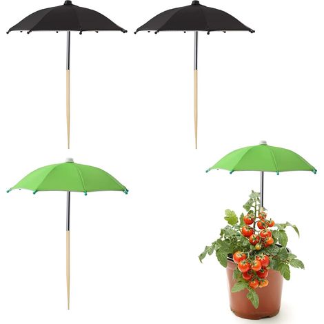 Lot de 4 parasols pour plantes en pot, petits parasols pour plantes d'extérieur (2 verts (1/5)