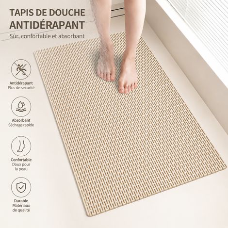 Tapis de bain antidérapant beige 90 x 100 cm beige 90 100cm 1 kg – Livraison gratuite