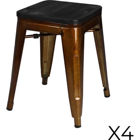 Set von 4 Barhockern im Industriestil aus goldenem Metall, Kollektion FACTORY.
