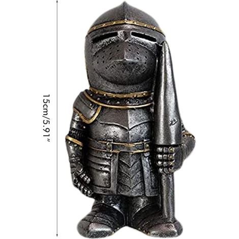 Statue de jardin représentant un chevalier nain en armure, sculpture miniature de chevalier pour la décoration de la maison et du jardin. (1/5)