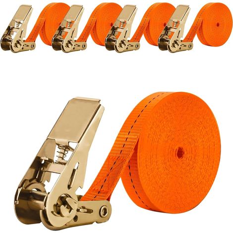 4 Pièces Sangle Arrimage Sangle a Cliquet Sangle de Serrage,Sangles D'arrimage Arrimage Coulissantes a Cliquet Automatique,pour Charge de Voiture ou du Transporter Sangle Camion (200, Centimètres) (1/5)
