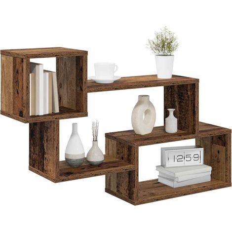 Mensola sospesa A Parete Scaffale da parete Ripiano a Parete Legno antico 87 x 20 x 55 cm (1/5)