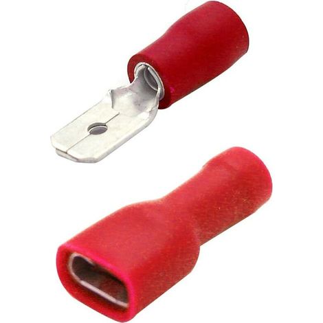 100 cosses électriques plates 50 mâles 50 connecteurs isolés femelles (rouge)