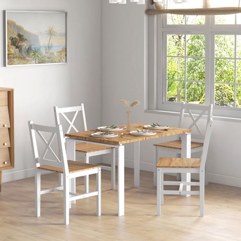 Lot de 4 chaises design style maison de campagne, cadre blanc – Parfaites pour salle à manger, cuisine ou salon (1/5)