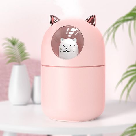Geräuschloser, tragbarer Mini-USB-Luftbefeuchter mit farbiger LED-Beleuchtung für Büro, Schlafzimmer, Auto, Pink (1/5)