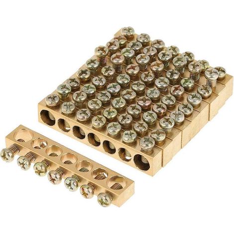 10 bornes à vis en laiton à 7 trous pour fils de distribution électrique, rails de mise à la terre et de conducteur neutre (1/4)