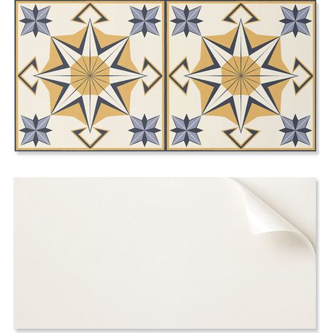 Panel de vinilo decorativo para cocina o ba帽o, 100x50 cm, con dise帽o de br煤jula y estrellas.