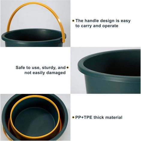 Seau pliable pour le nettoyage de voiture avec poignée de transport confortable, 5 L, bleu, idéal pour le camping et les petits (1/5)