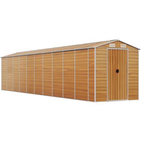 Casetta da giardino Capannone per cabina Capannone per la casa Capannone per esterni Capannone per attrezzi Robusto Trasparente 191 x 895 x 198 cm Acciaio zincato Marrone 020022297