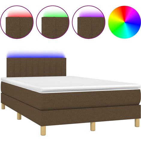 Maison Exclusive - Letto a Molle Materasso e LED Marrone Scuro 120x200 cm Tessuto (1/5)