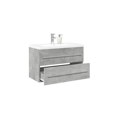 Ensemble de meubles de salle de bain 2 pcs gris béton
